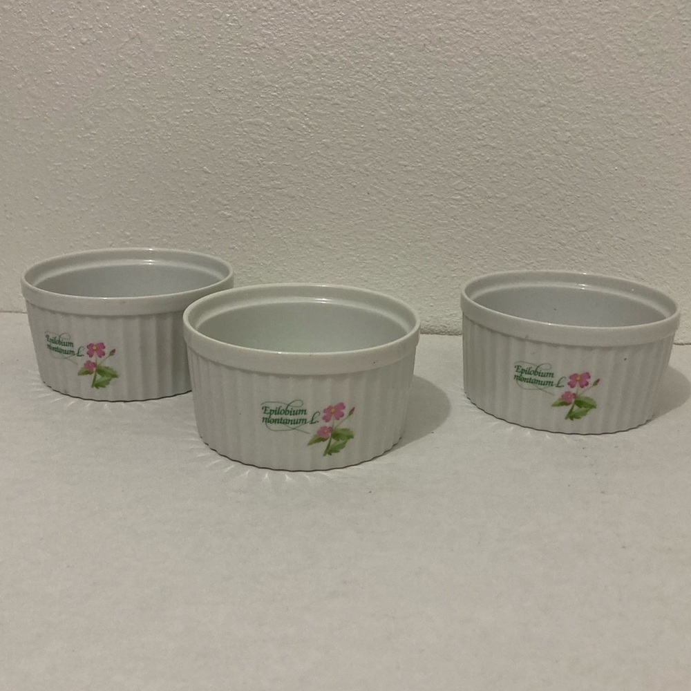 Anchor Ovenware Baking White Dish FLORET 8 Oz Flowers Garden Set Of 3